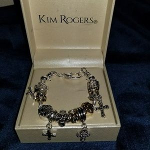 Two Toned Cross Charm Bracelet